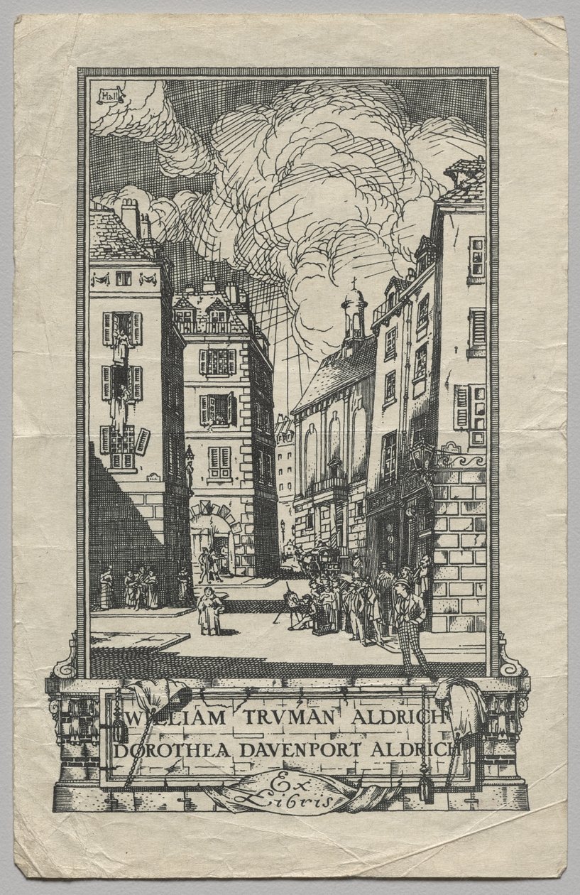 Ekslibris: William Truman Aldrich i Dorthea Davenport Aldrich, inskrypcja Ex Libris autorstwa Frederick Garrison Hall