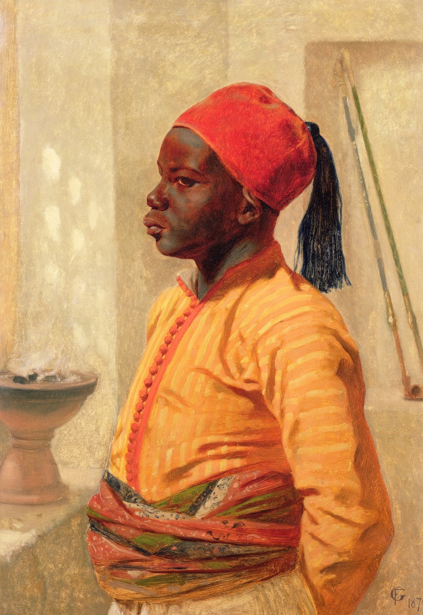 Portret chłopca arabskiego w połowie długości autorstwa Frederick Goodall