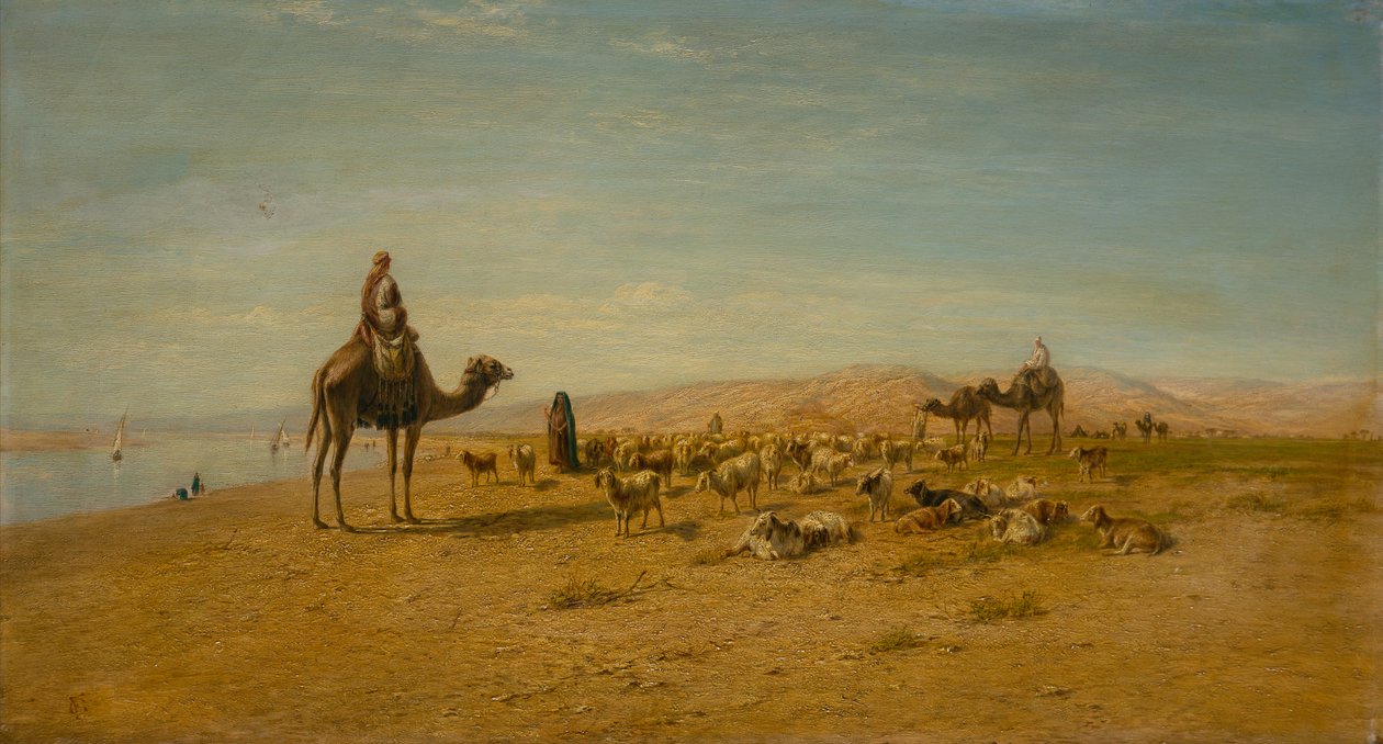 Nad brzegiem Nilu (olej na płótnie) autorstwa Frederick Goodall