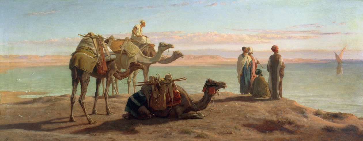 Oczekiwanie na łódź, Zatoka Sueska, 1872 autorstwa Frederick Goodall