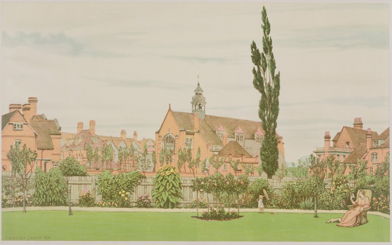 Kościół i plebania, Bedford Park, 1881 r. autorstwa Frederick Hamilton Jackson