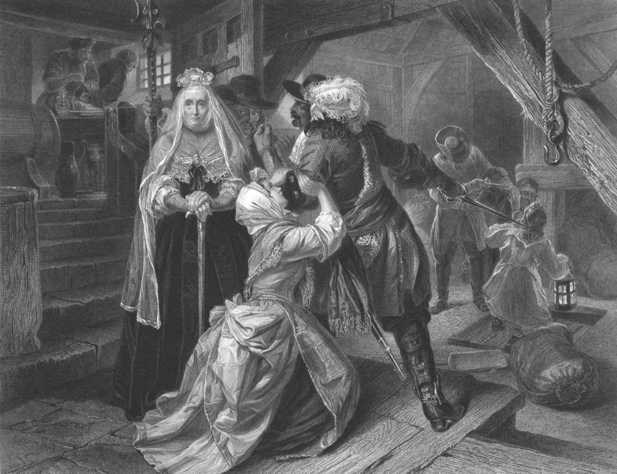 Aresztowanie Alice Lisle za schronienie uciekinierów z bitwy pod Sedgemoor, 1685, c1864 autorstwa Frederick Heath
