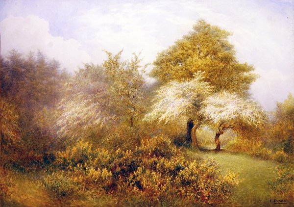 Spring Epping koło Buckhurst Hill (akwarela na papierze) autorstwa Frederick Henry Evans