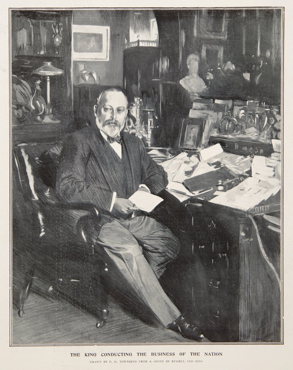 Król Edward VII prowadzący sprawy narodu autorstwa Frederick Henry Townsend