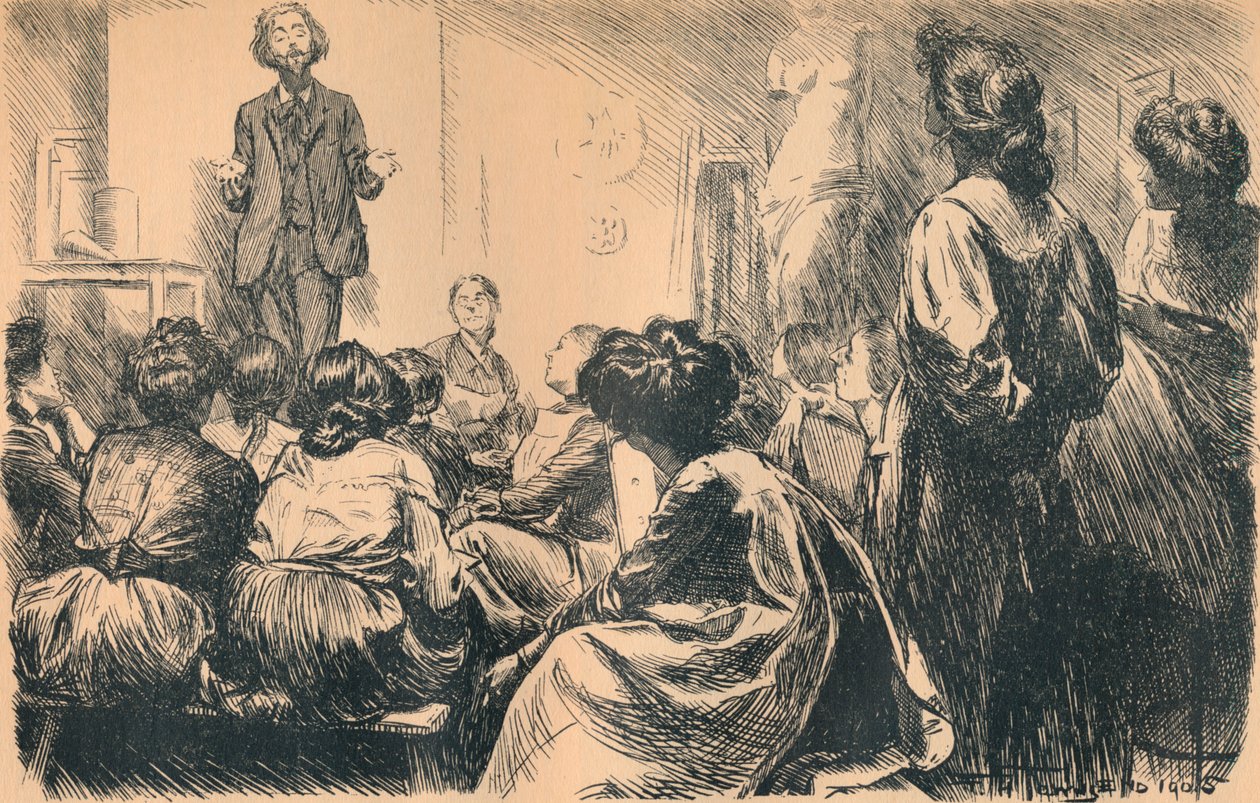 Rozpoczęły się nasze wieczorne zajęcia plastyczne, 1905 autorstwa Frederick Henry Townsend