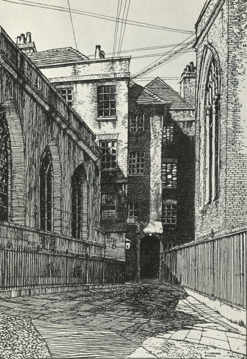 Południowa strona holu w Cliffords Inn w City of London, c1903, 1934. autorstwa Frederick Landseer Maur Griggs