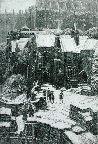 Almonry, Chipping Campden 1925 (akwaforta) autorstwa Frederick Landseer Maur Griggs