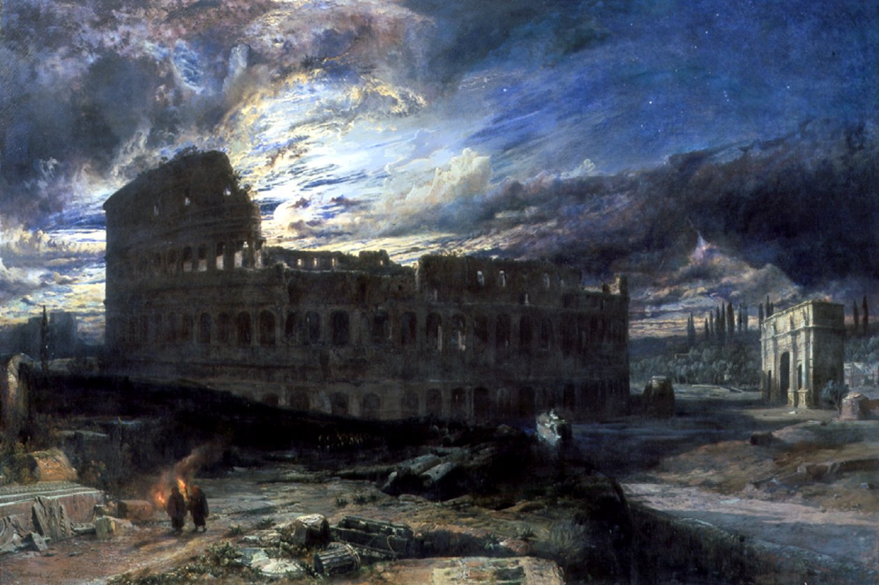 Koloseum w Rzymie przy Moonlight, 1859 autorstwa Frederick Lee Bridell