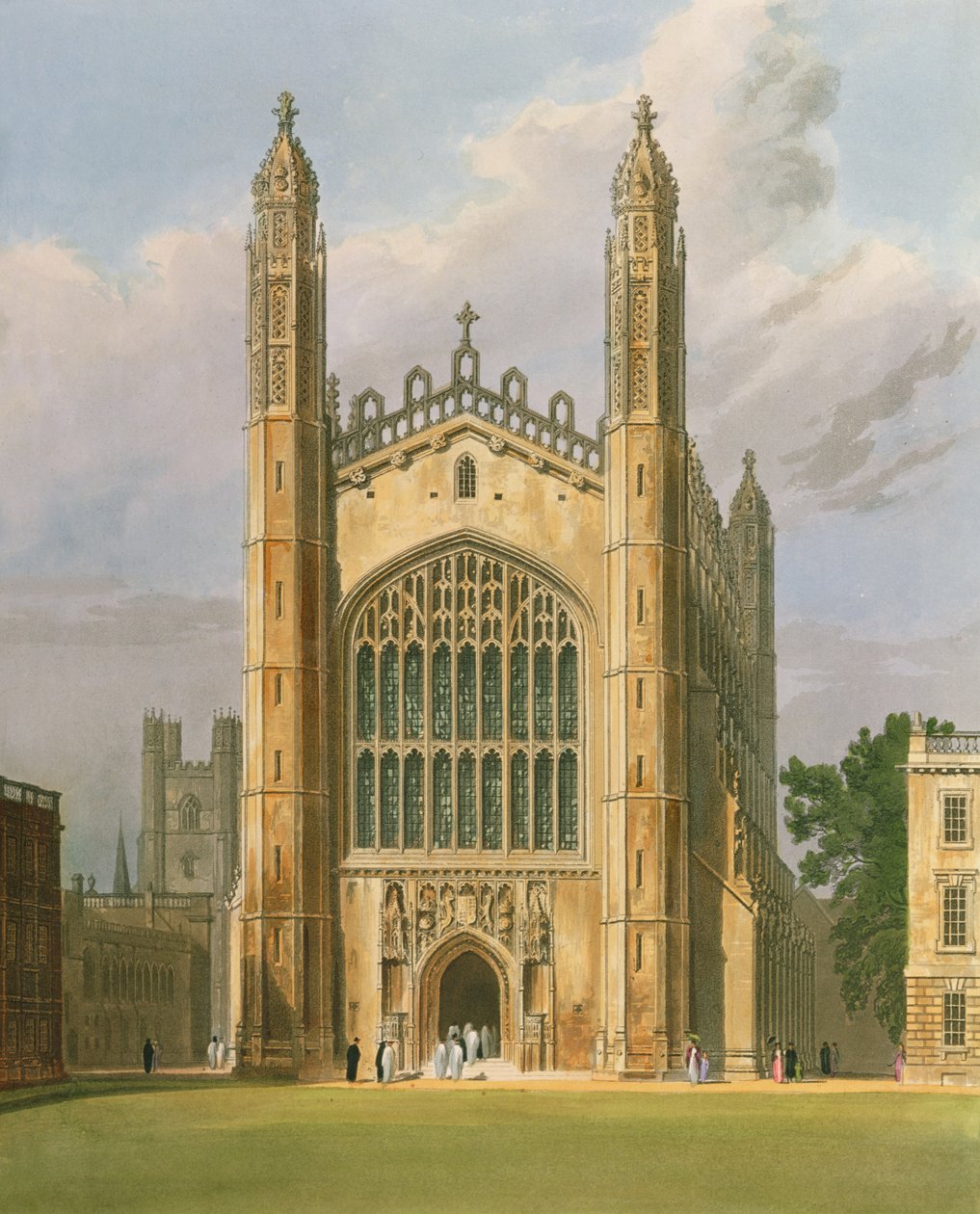 Cambridge: Kings College z „Historii Cambridge”, tom 1 autorstwa Frederick Mackenzie
