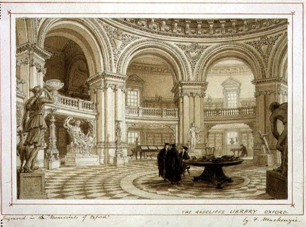 Biblioteka Radcliffe, Oxford, ok. 1835 (akwarela na papierze) autorstwa Frederick Mackenzie