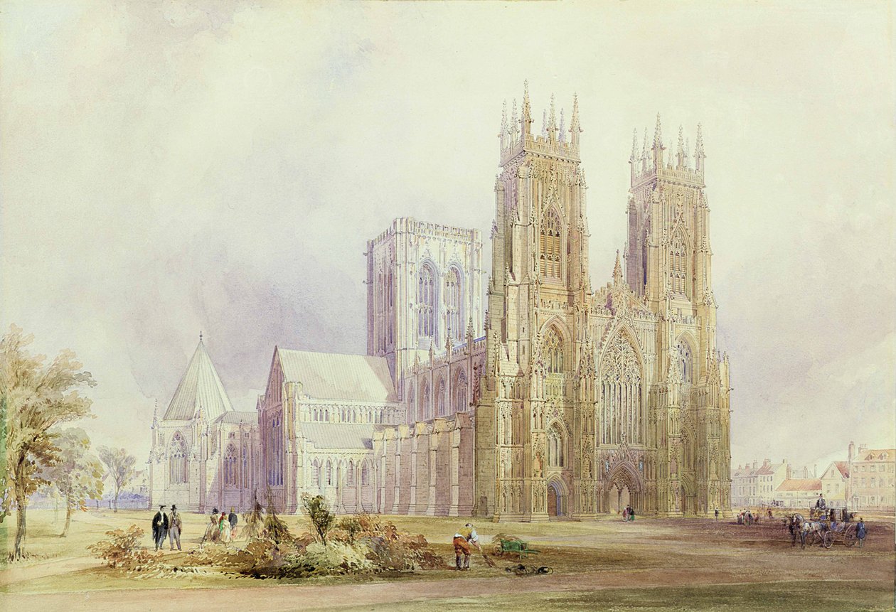 York Minster: widok na północny zachód autorstwa Frederick Mackenzie