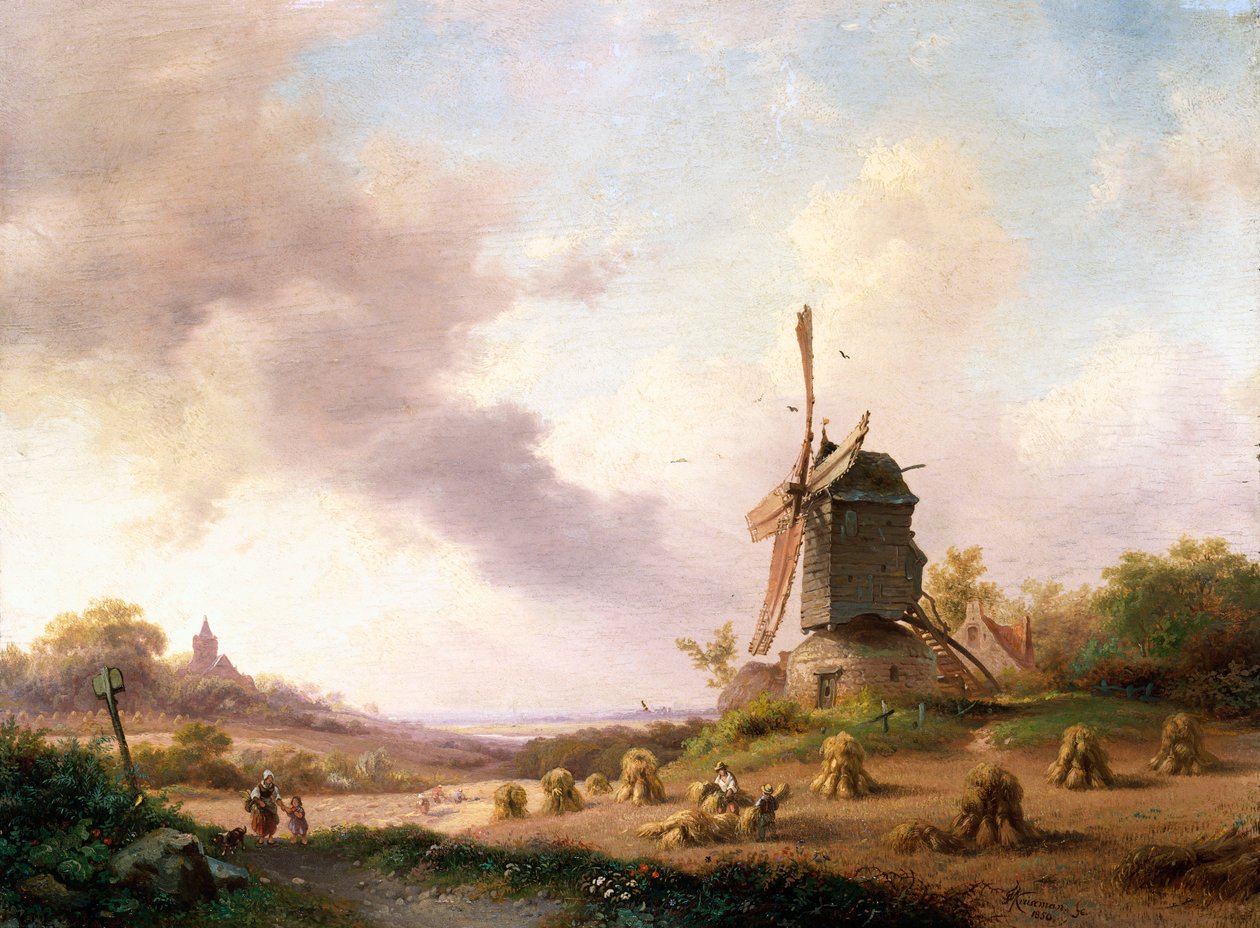 Kombajny w rozległym krajobrazie, 1850 autorstwa Frederick Marianus Kruseman