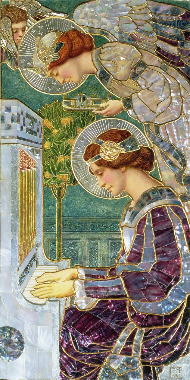 Św. Cecylia, 1903 (malowany relief, masa perłowa) autorstwa Frederick Marriott