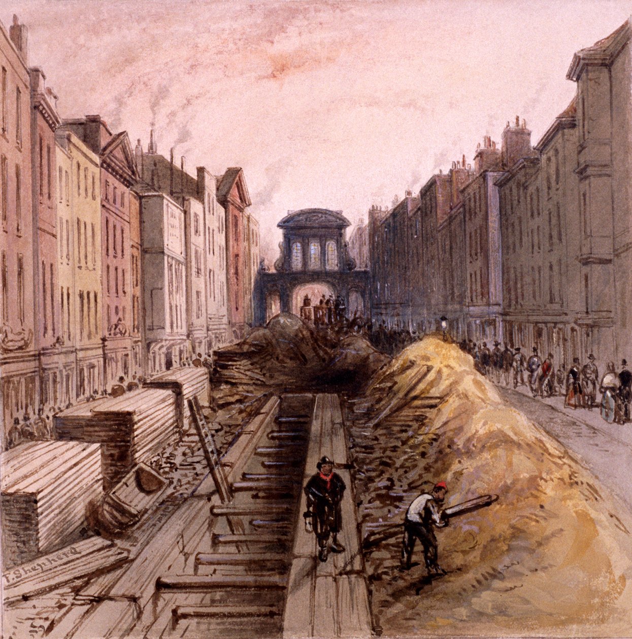 Fleet Street, Londyn, 1845 autorstwa Frederick Napoleon Shepherd