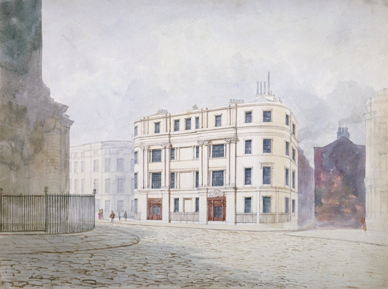 Widok na południe na zachodnim krańcu King William Street, City of London, 1850 autorstwa Frederick Napoleon Shepherd