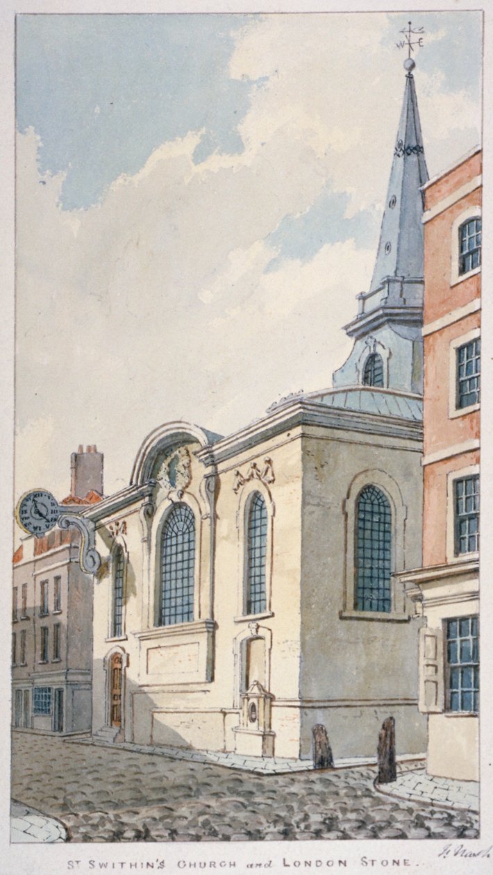 Kościół St Swithin London Stone, City of London, 1840 autorstwa Frederick Nash