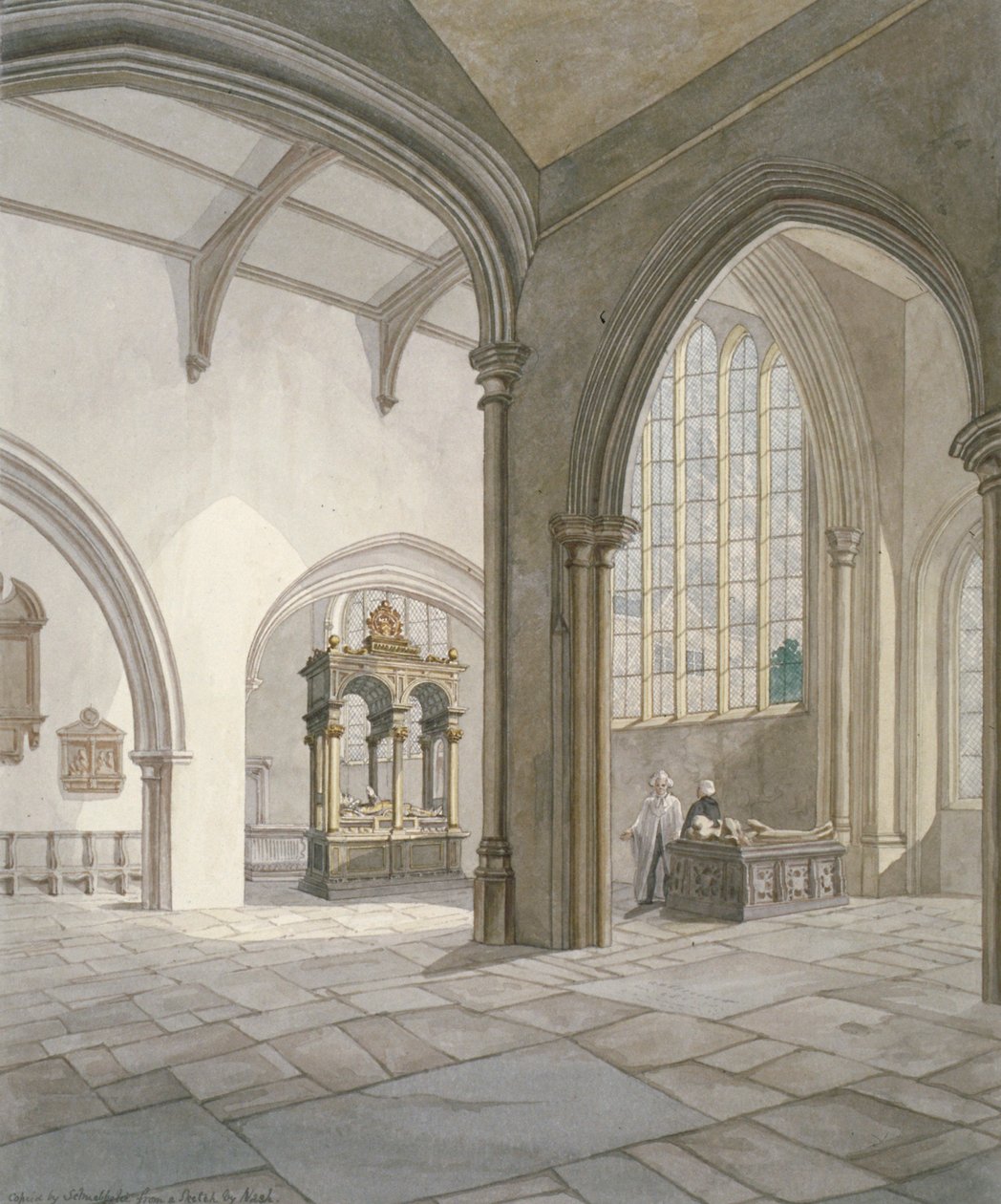 Wnętrze południowo-zachodni widok kościoła św. Heleny, Bishopsgate, City of London, 1820 autorstwa Frederick Nash