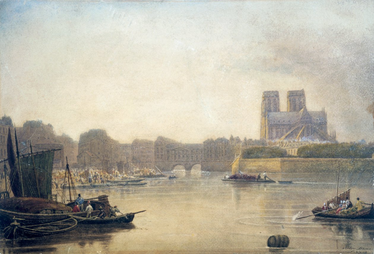 Notre Dame, Paryż, XIX w. autorstwa Frederick Nash