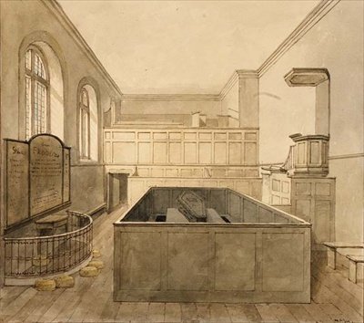 Kaplica, więzienie Newgate (akwarela) autorstwa Frederick Nash