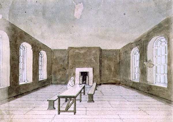 Pokój skazańców, więzienie Newgate (akwarela) autorstwa Frederick Nash