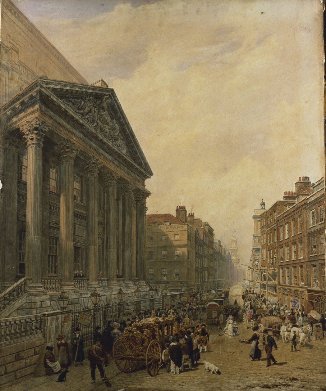 Dwór z drobiu patrzący w dół w stronę St. Mary-Le-Bow autorstwa Frederick Nash