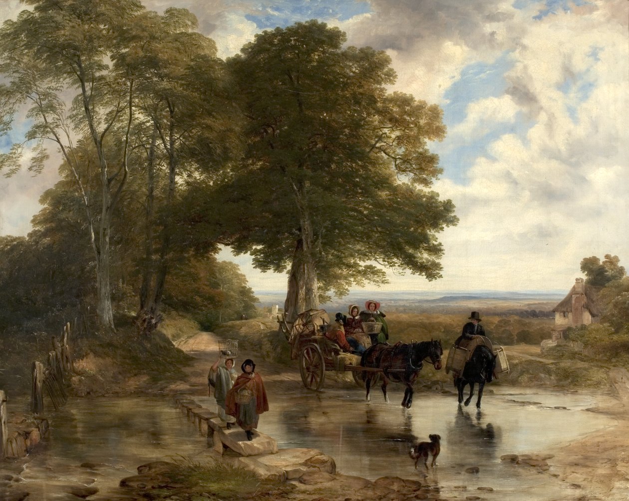 Wózek targowy w potoku, 1845 autorstwa Frederick Richard Lee