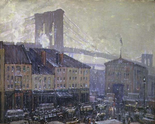 East River, Nowy Jork, Zima (olej na płótnie) autorstwa Frederick Usher de Voll