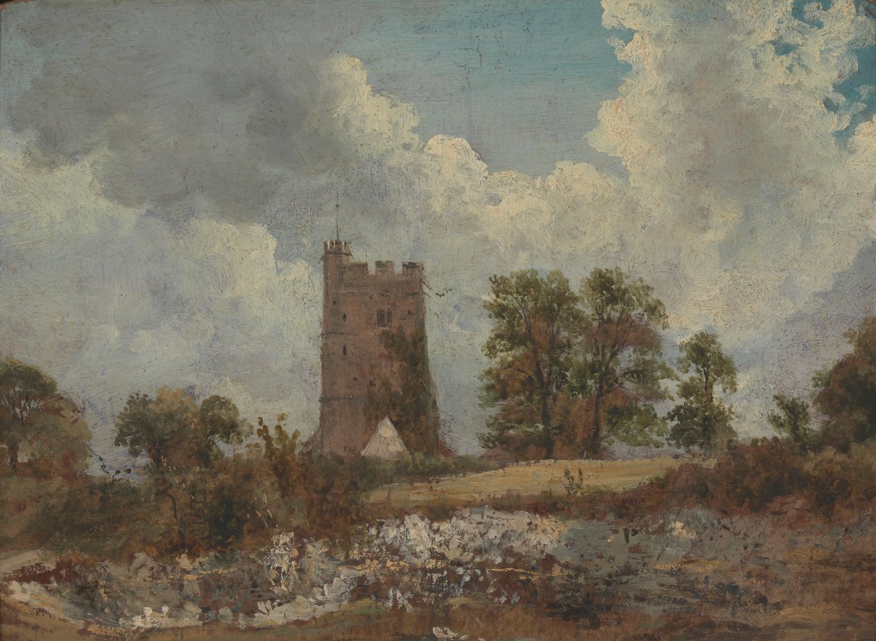 Krajobraz z kościołem autorstwa Frederick W. Watts