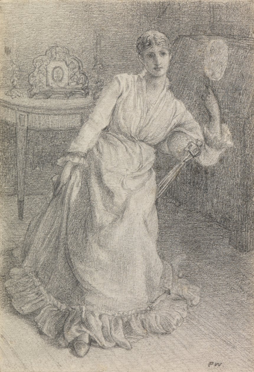Panna Maria Ansdell (ołówek na papierze ułożony na karcie) autorstwa Frederick Walker