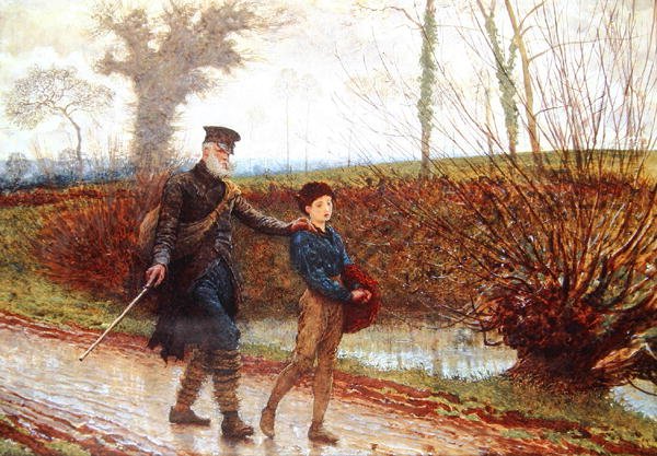 Wayfarers (ołówek i akwarela podkreślone kolorem ciała na papierze) autorstwa Frederick Walker