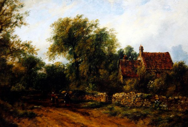 Pejzaż z postaciami, ok. 1840 (olej na płótnie) autorstwa Frederick Waters Watts