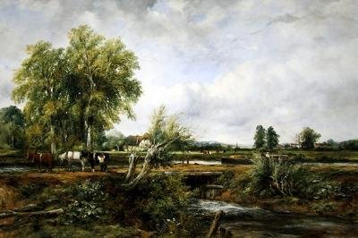 Śluza w pobliżu wioski (olej na płótnie) autorstwa Frederick Waters Watts