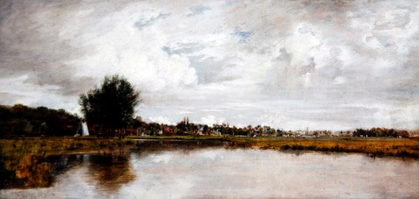 Rzeka Yare w Thorpe, niedaleko Norwich, c.1820-21 (olej na płótnie) autorstwa Frederick Waters Watts