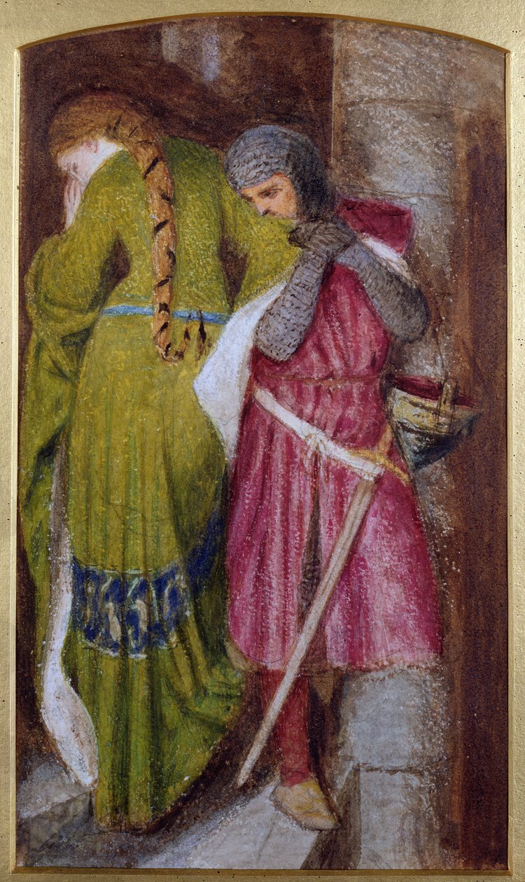 Spotkanie na schodach wieżyczkowych, Hellellil und Hildebrand, 1864 autorstwa Frederick William Burton