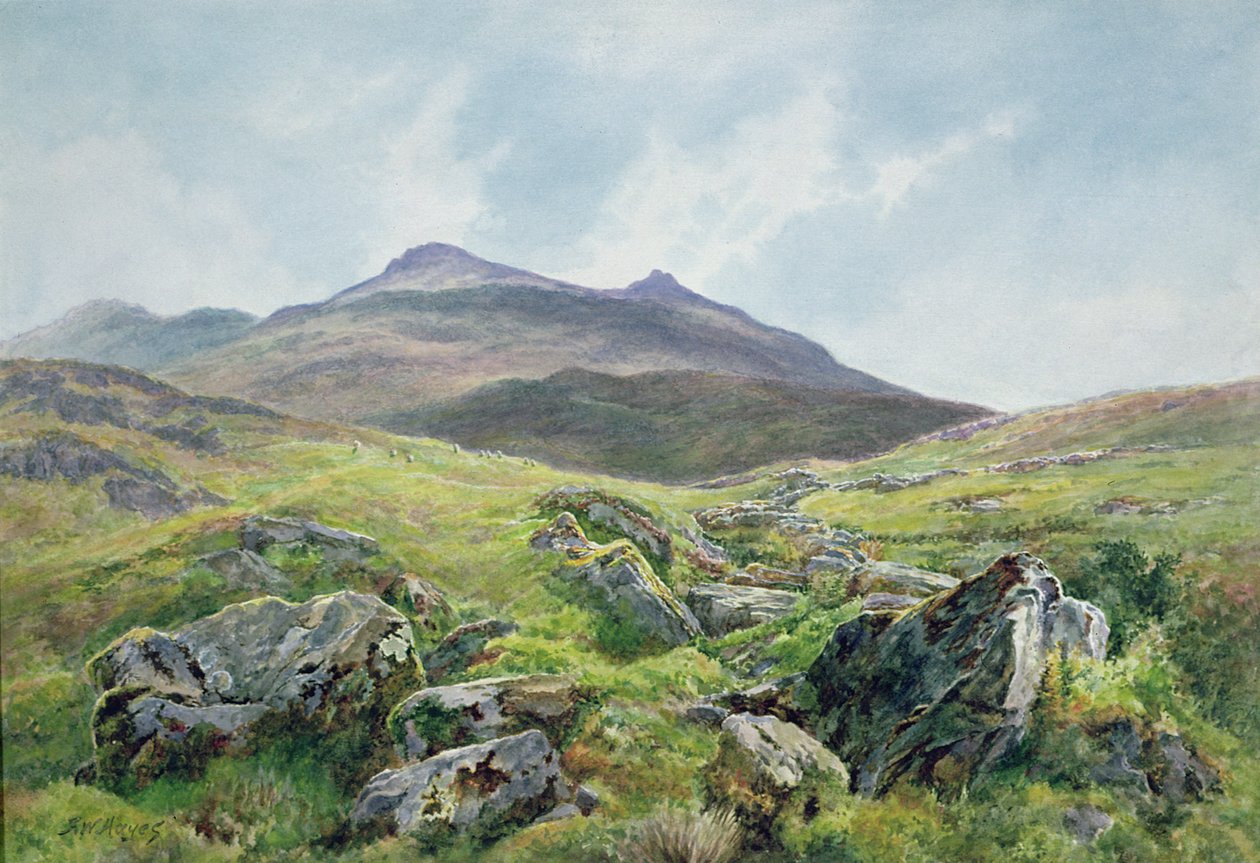 Krajobraz, Snowdon (akwarela) autorstwa Frederick William Hayes