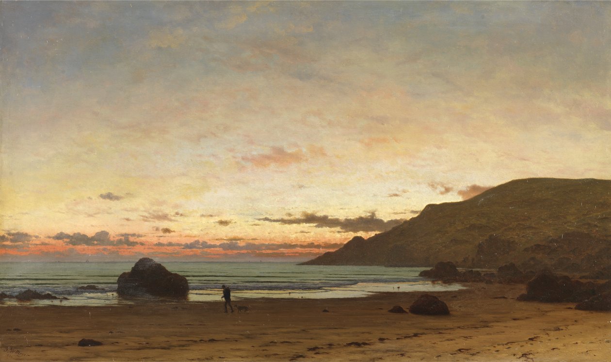 Scena na wybrzeżu z mężczyzną i psem, 1886 autorstwa Frederick William Meyer