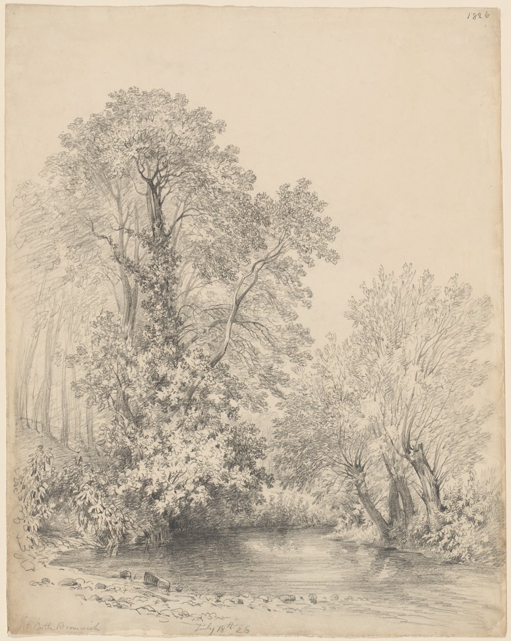 Drzewa nad rzeką na zamku Bromwich autorstwa Frederick William Watts