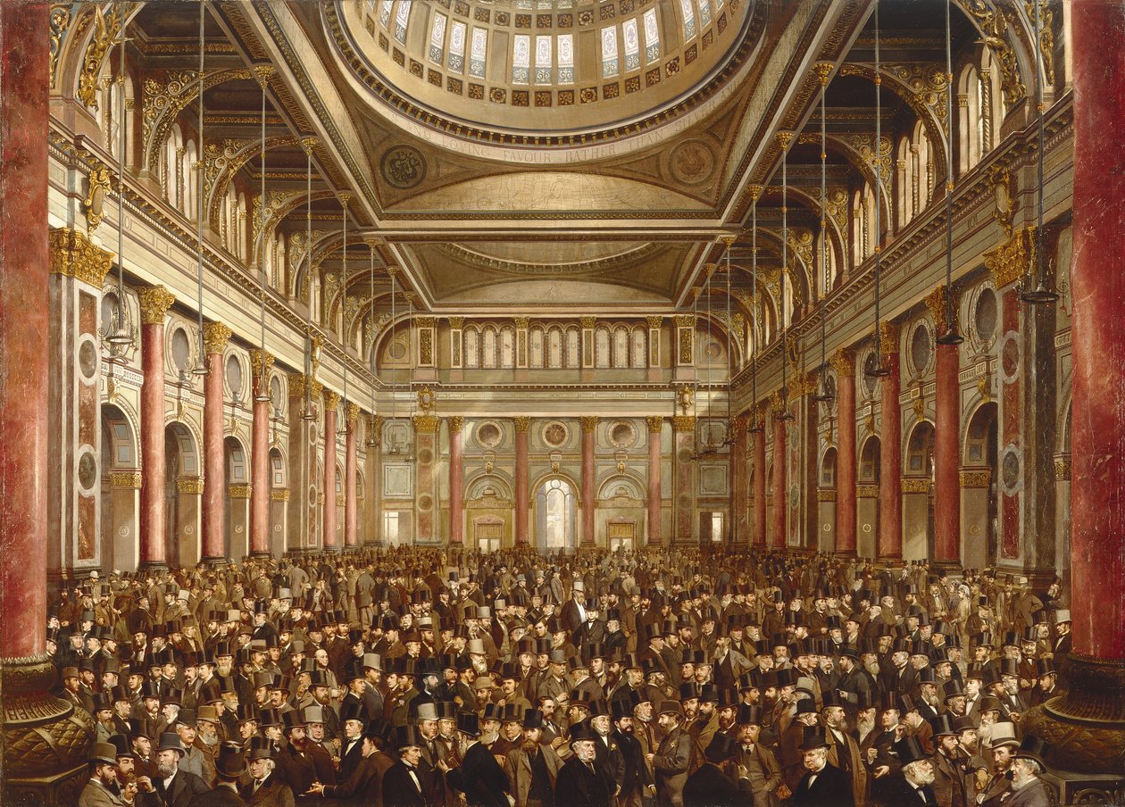 Wnętrze giełdy w Manchesterze autorstwa Frederick and Saunders H.L. (19th Century) Sargent