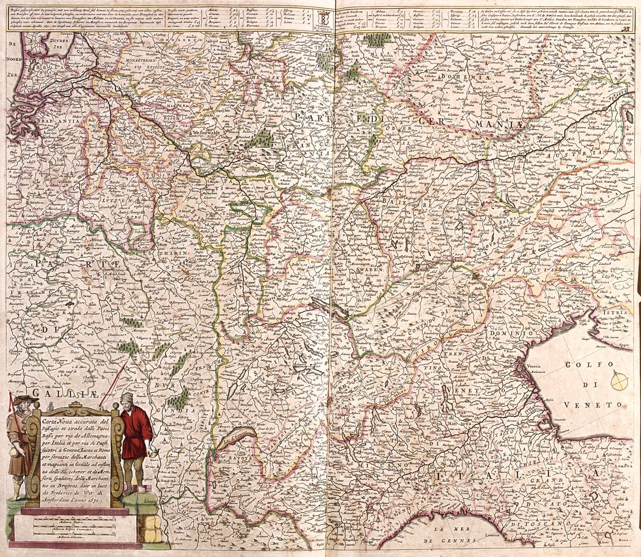 Wschodnia Francja, Belgia, Szwajcaria, zachodnie Niemcy, północne Włochy autorstwa Frederick de Wit