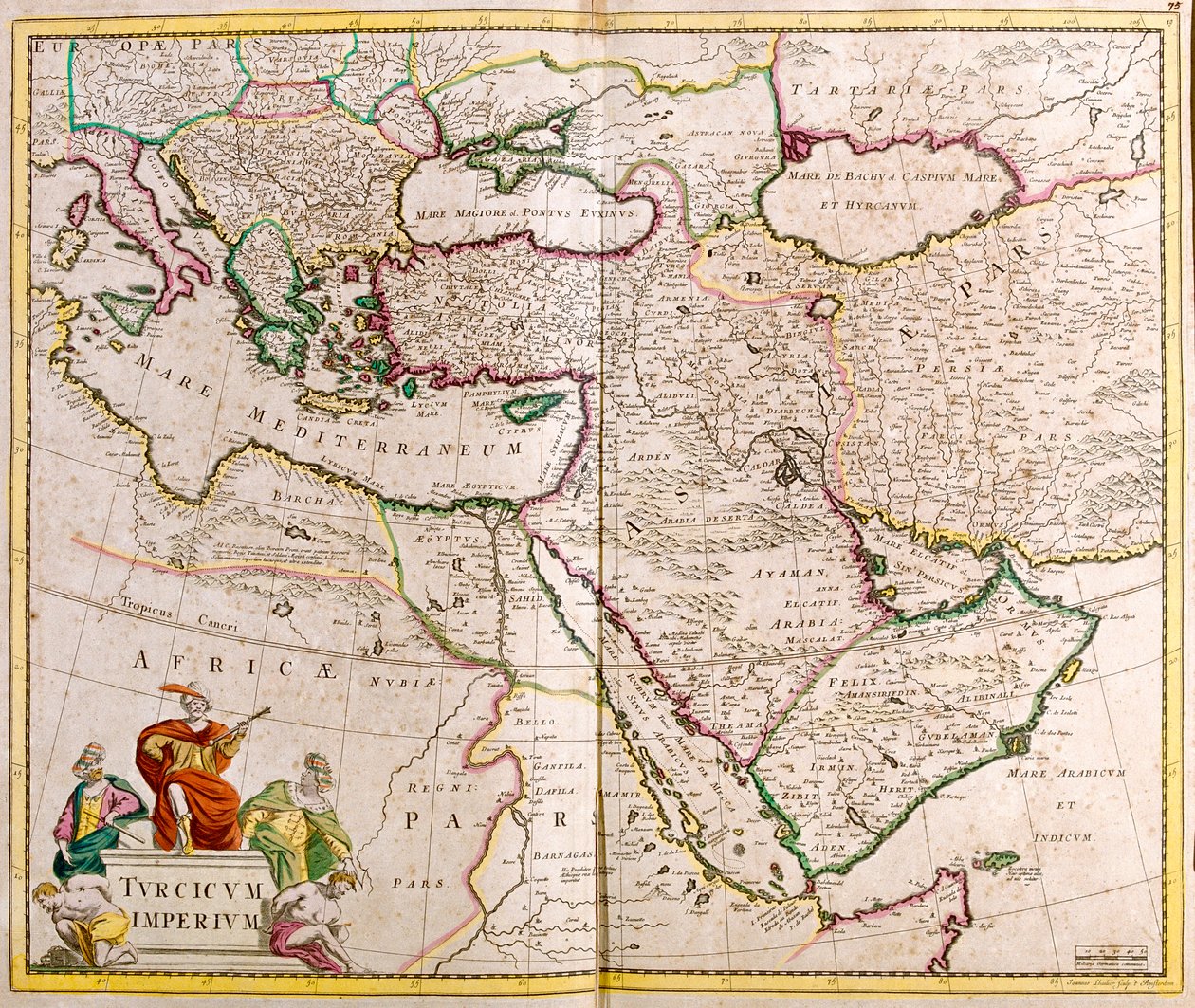 Włochy, Półwysep Bałkański, Turcja, Liban, Syria, Izrael, Jordania, Irak, Półwysep Arabski, Iran autorstwa Frederick de Wit