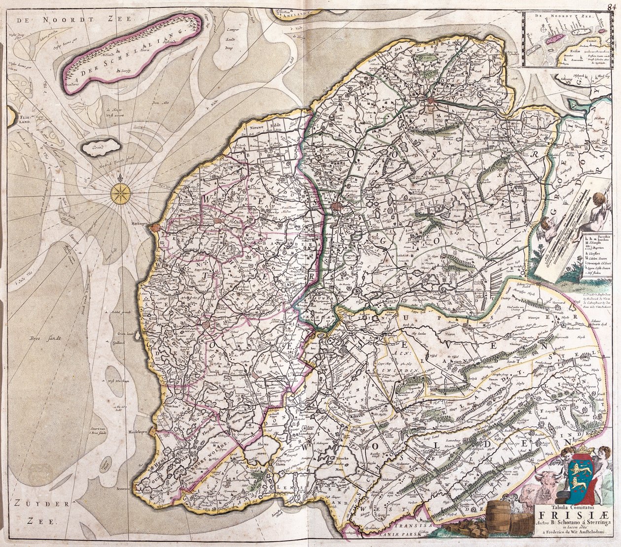 Mapa Fryzji (Niemcy) (akwaforta autorstwa Frederick de Wit