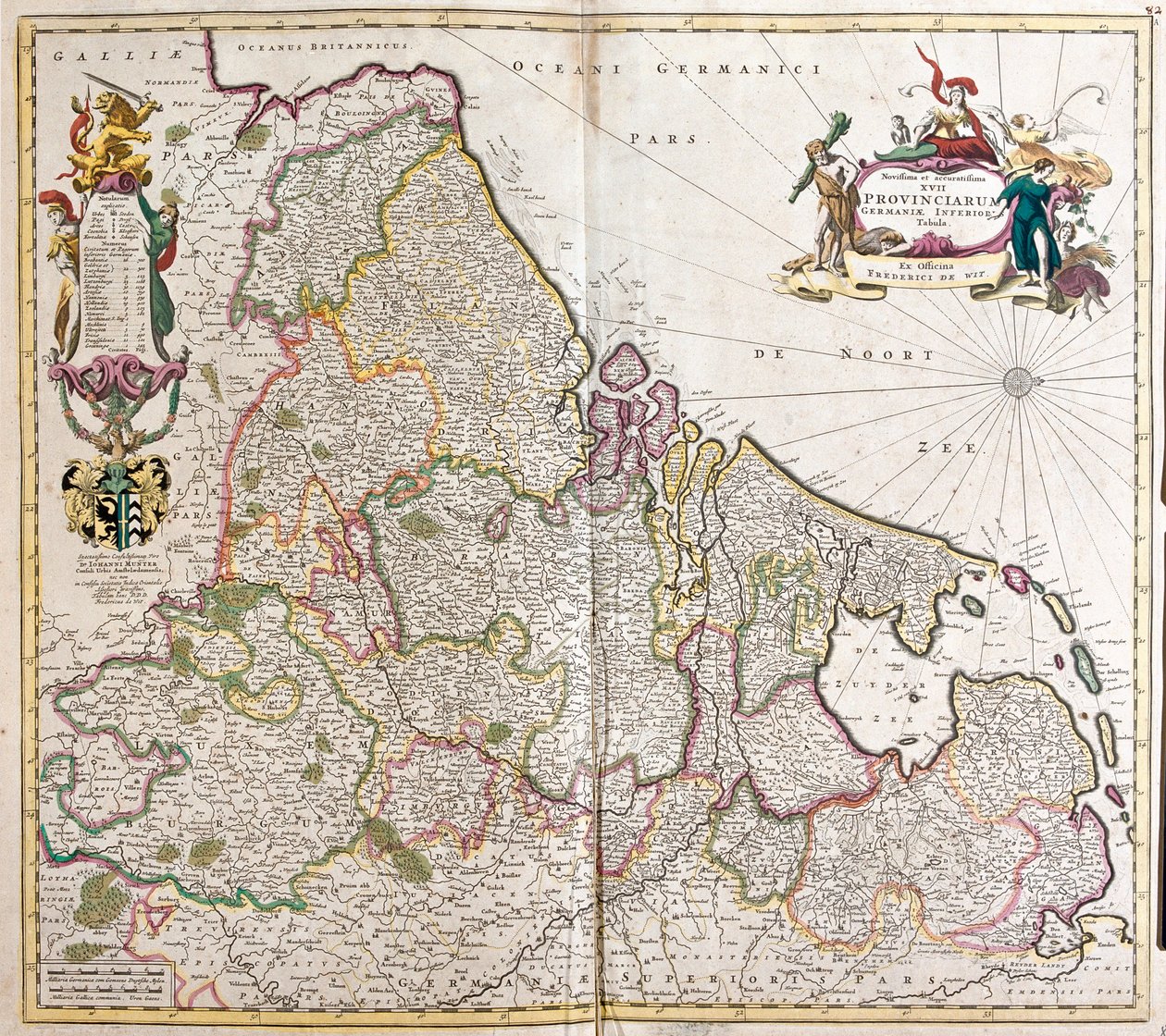 Mapa Dolnych Niemiec (Niemcy) (akwaforta autorstwa Frederick de Wit