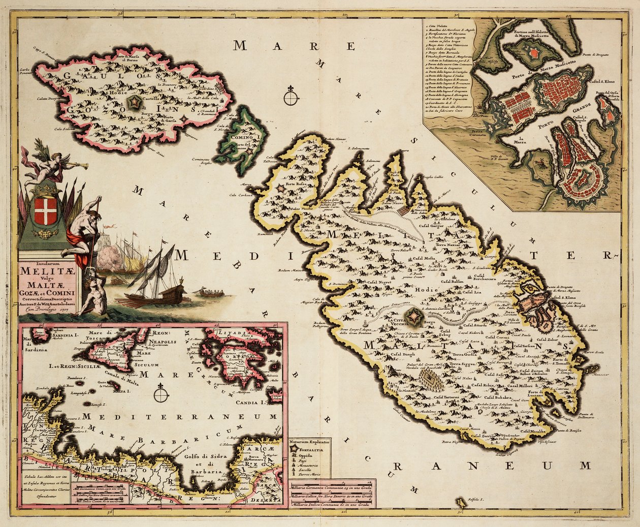 Mapa Malty, Gozo i Comino autorstwa Frederick de Wit