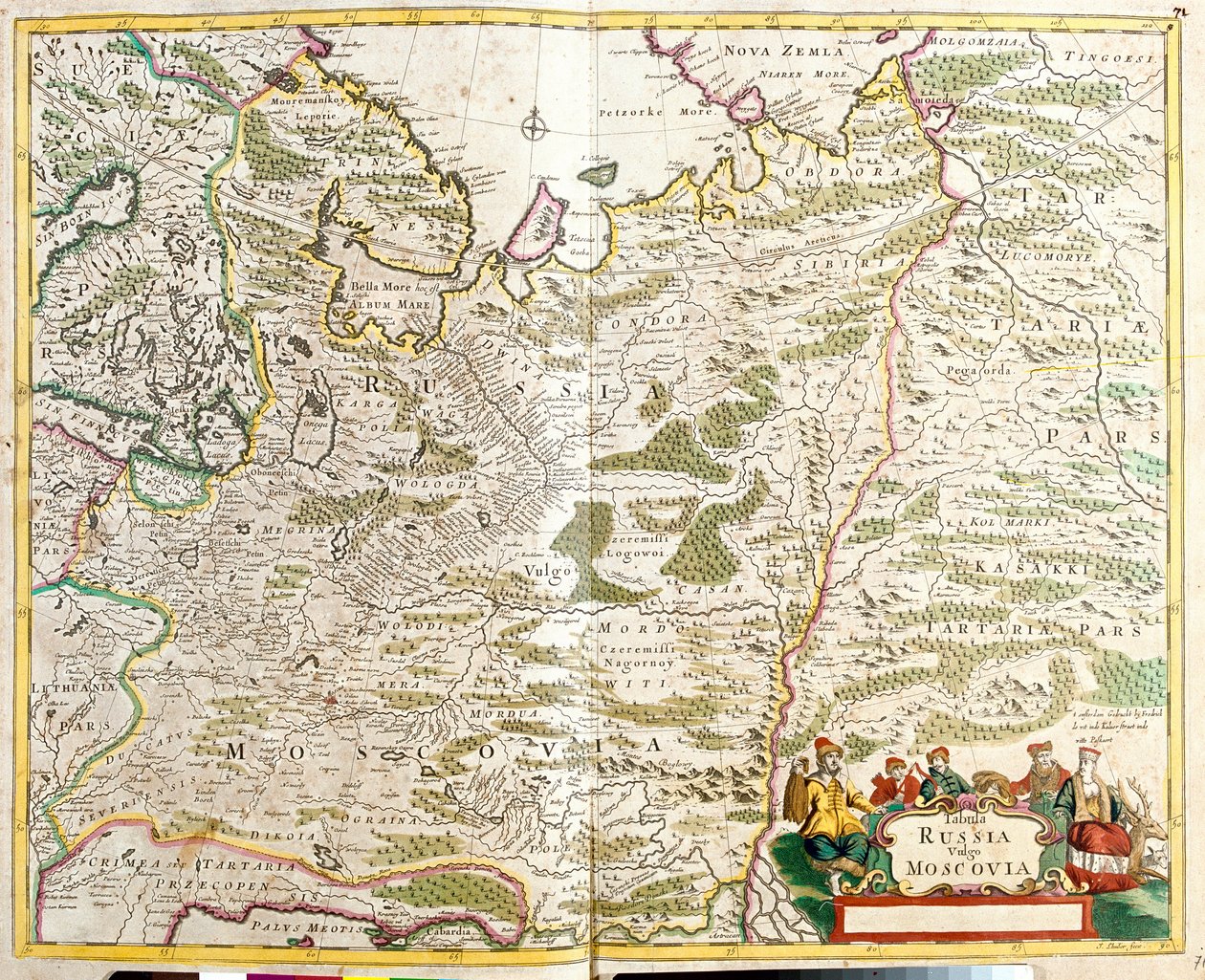 Mapa Rosji, wokół miasta Moskwy (akwaforta autorstwa Frederick de Wit