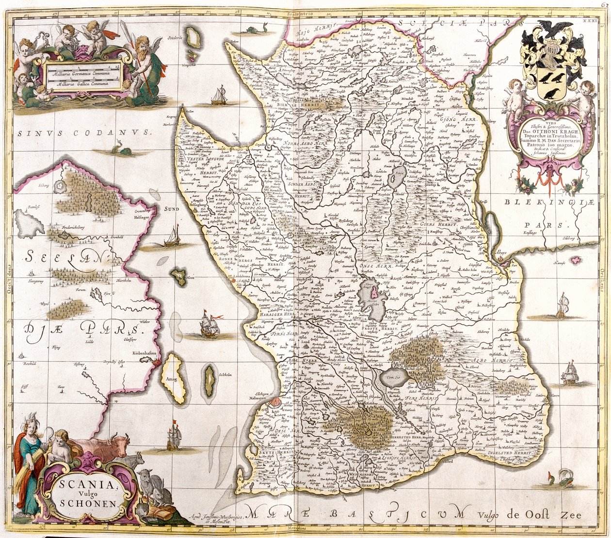 Mapa Scany (Szwecja) (akwaforta autorstwa Frederick de Wit