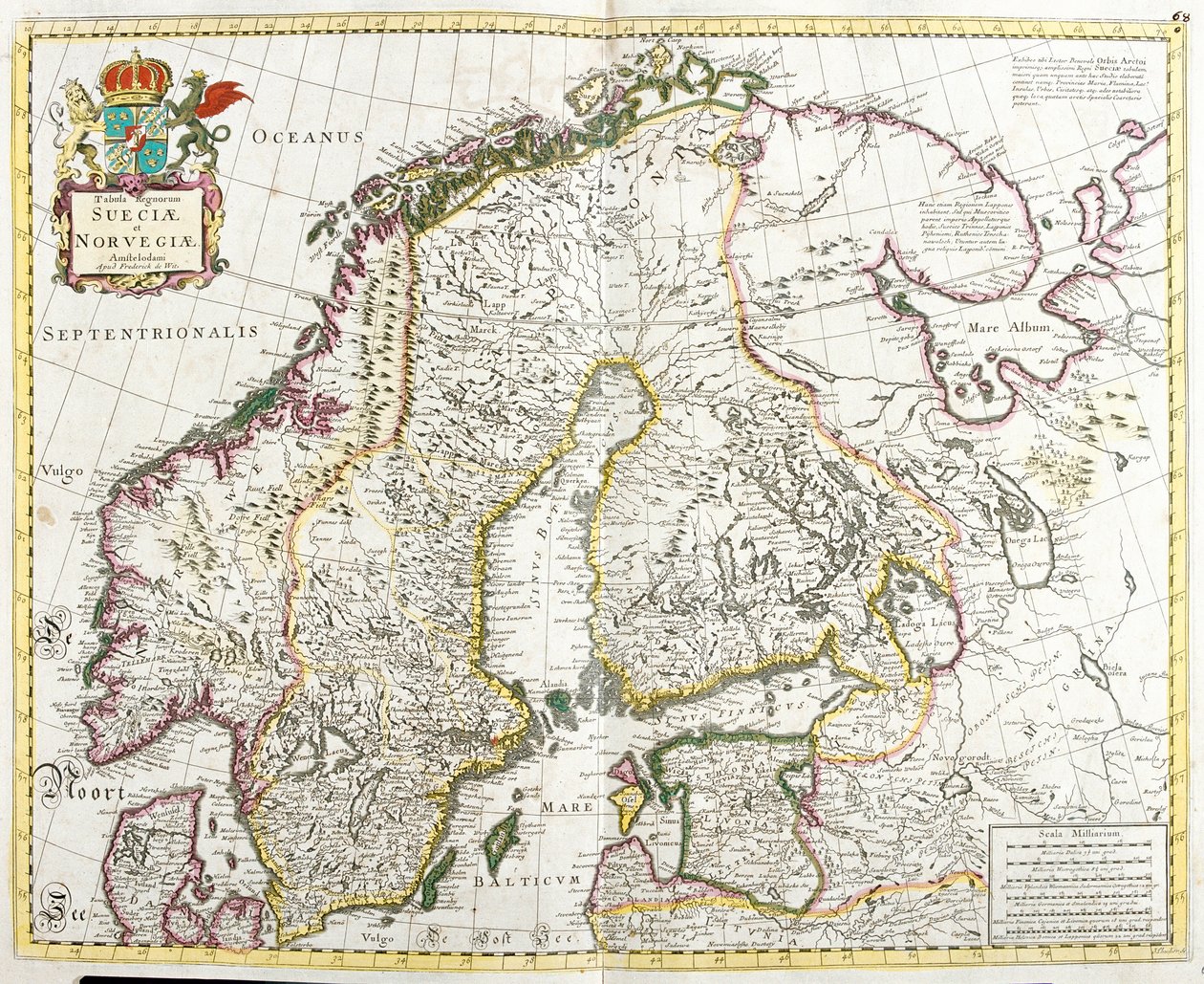 Mapa Szwecji i Norwegii (akwaforta autorstwa Frederick de Wit