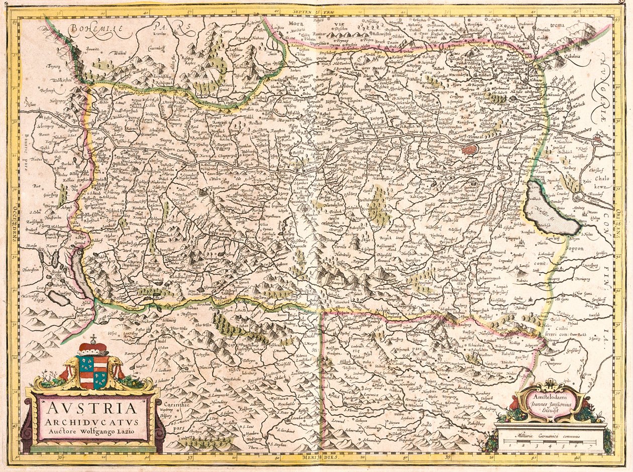 Mapa arcyksięcia Austrii (akwaforta autorstwa Frederick de Wit