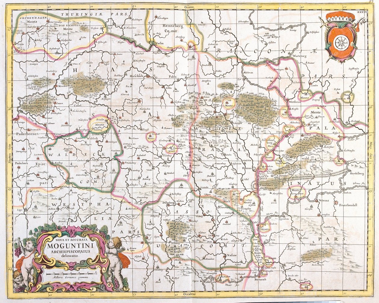 Mapa Archeveche w Moguncji (Niemcy) (akwaforta autorstwa Frederick de Wit