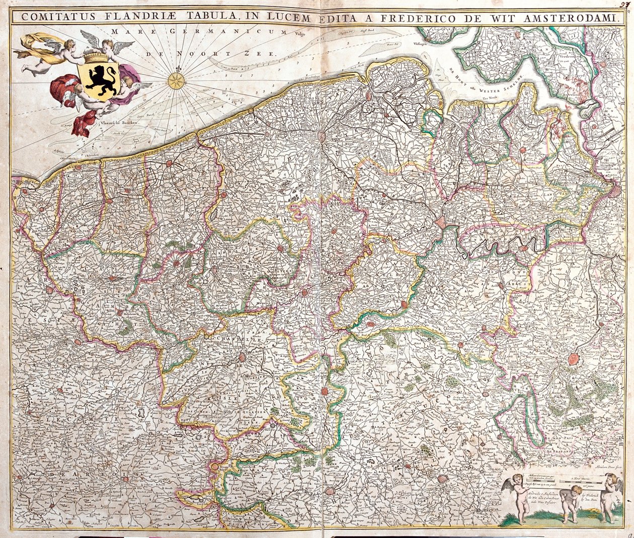 Mapa hrabiego Flandrii (Francja i Belgia) (akwaforta autorstwa Frederick de Wit