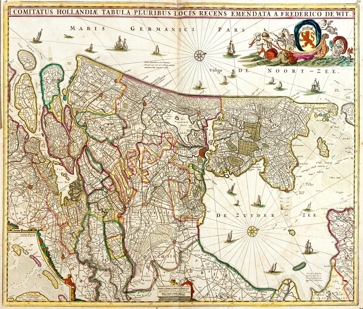 Mapa hrabiego Holandii (Holandia) (akwaforta autorstwa Frederick de Wit